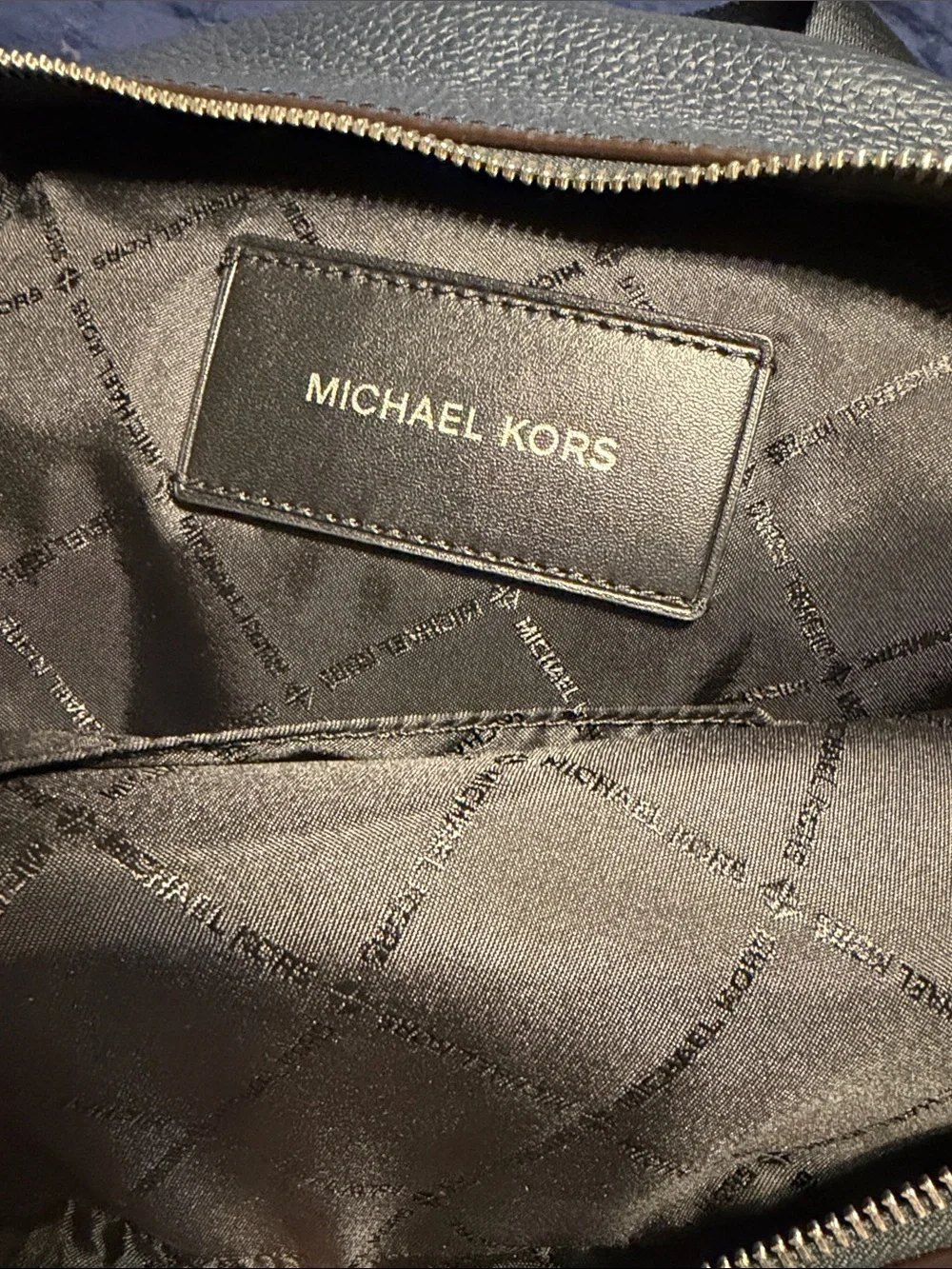 Michael Kors Men's Dark Blue Pebbled Leather Backpack